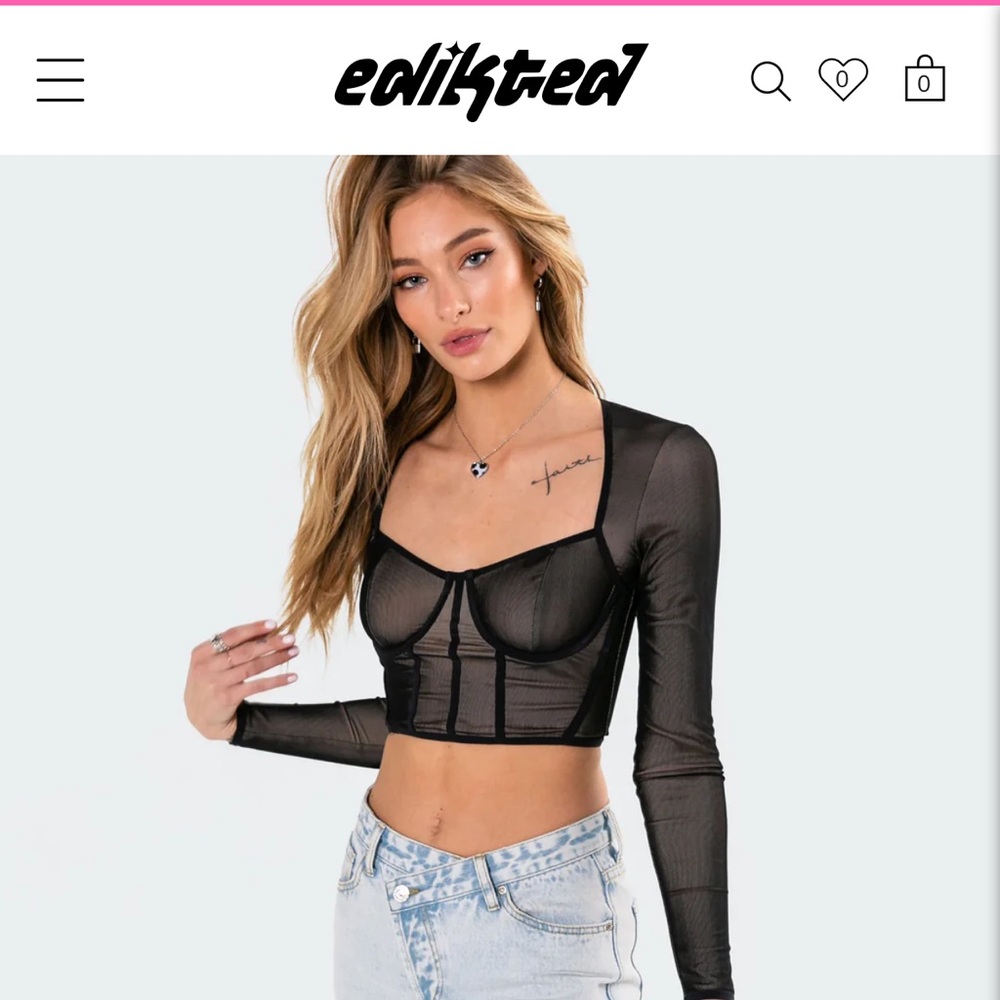 edikted crop top - black - (Megan Bodice) - size Medium